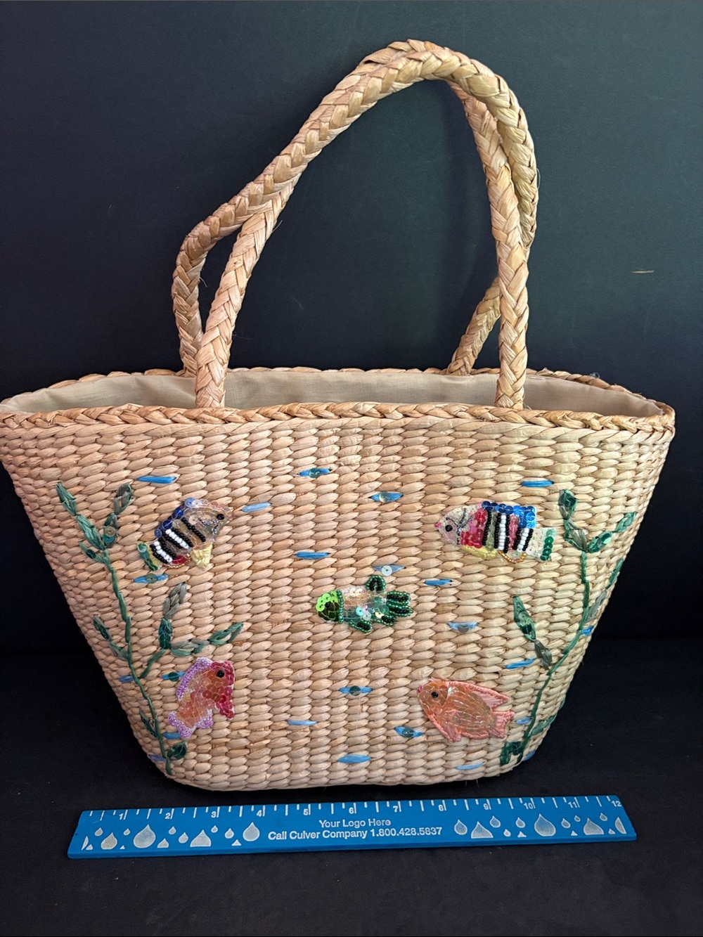 Cappelli Straworld Tropical Fish Sequence Straw Beach Tote/ Purse - Picture 10 of 10